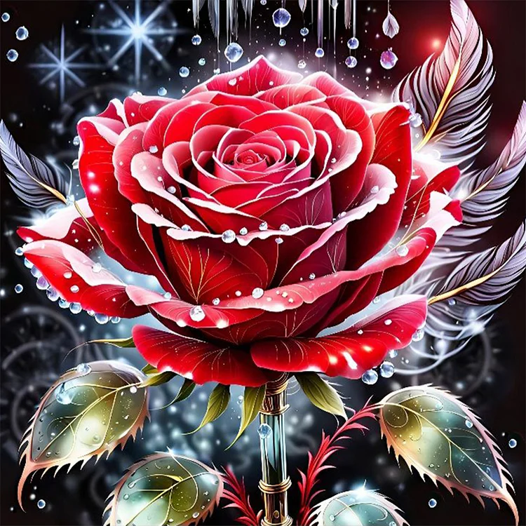 Beautiful Red Rose 30*30CM (Canvas) Full Round Drill Diamond Painting gbfke