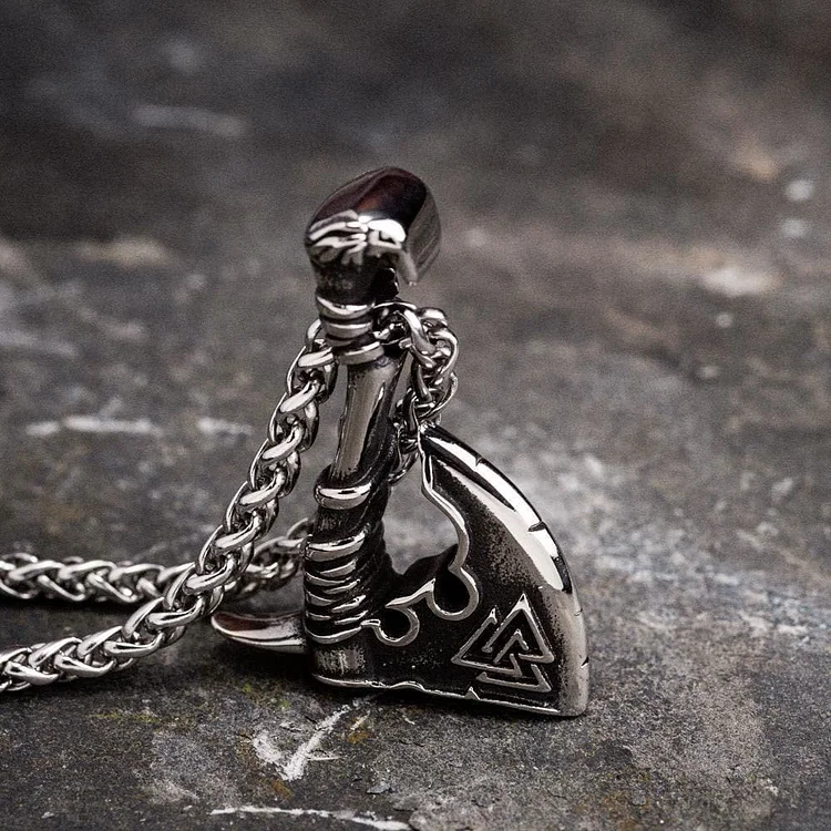 Coutureaura Viking Valknut Axe Necklace
