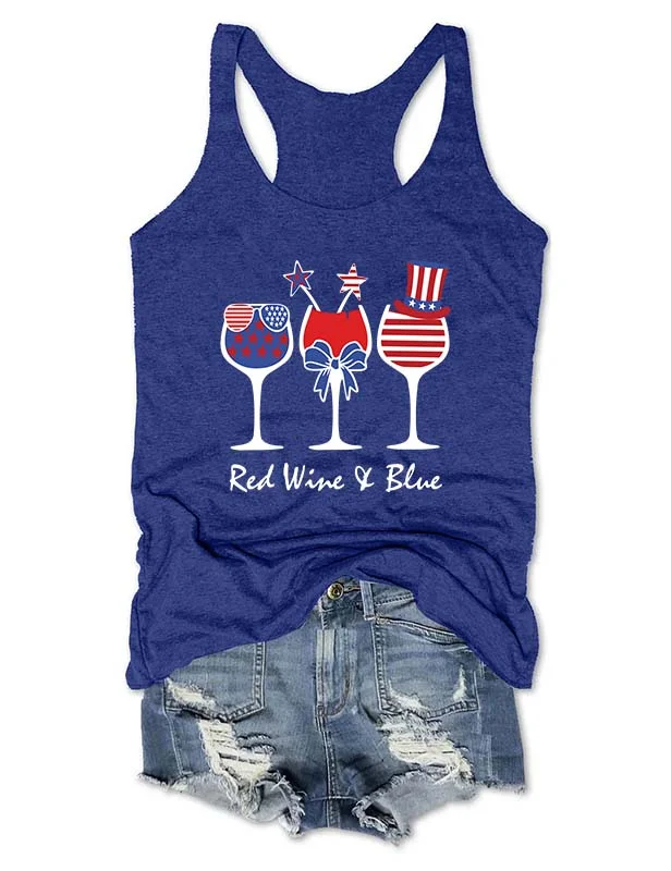 Red Wine and Blue 4th of July Tank