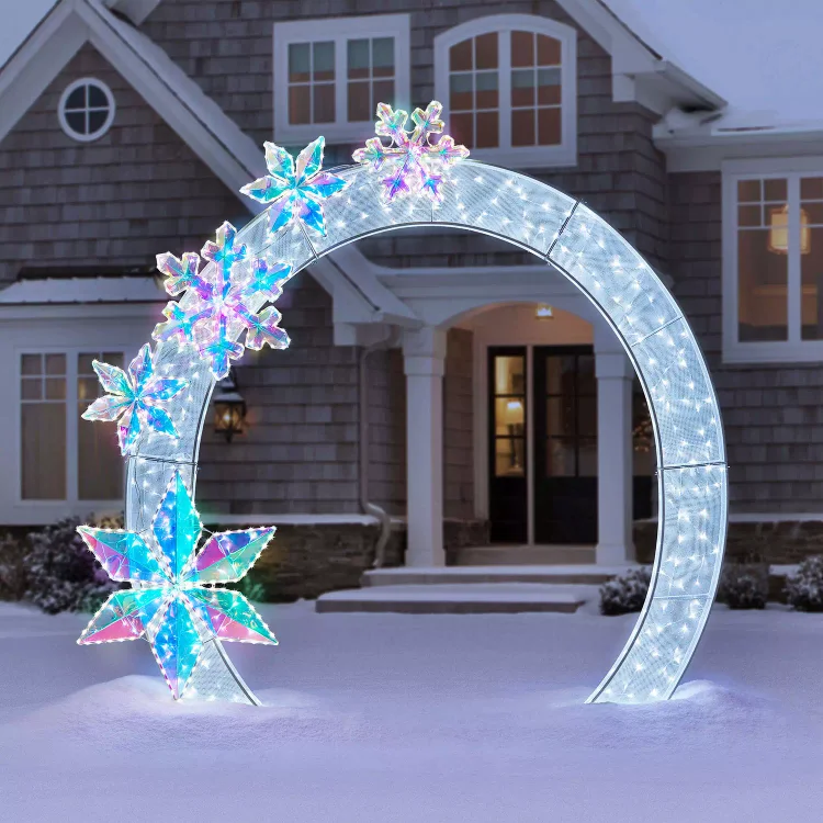 🔥kukelife🔥8' Pre-Lit Arch with Prismatic Snowflakes