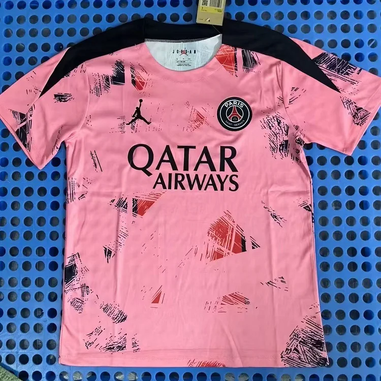 Fans edition 2024-2025 PSG Paris Saint-Germain Pink Training Football Jersey