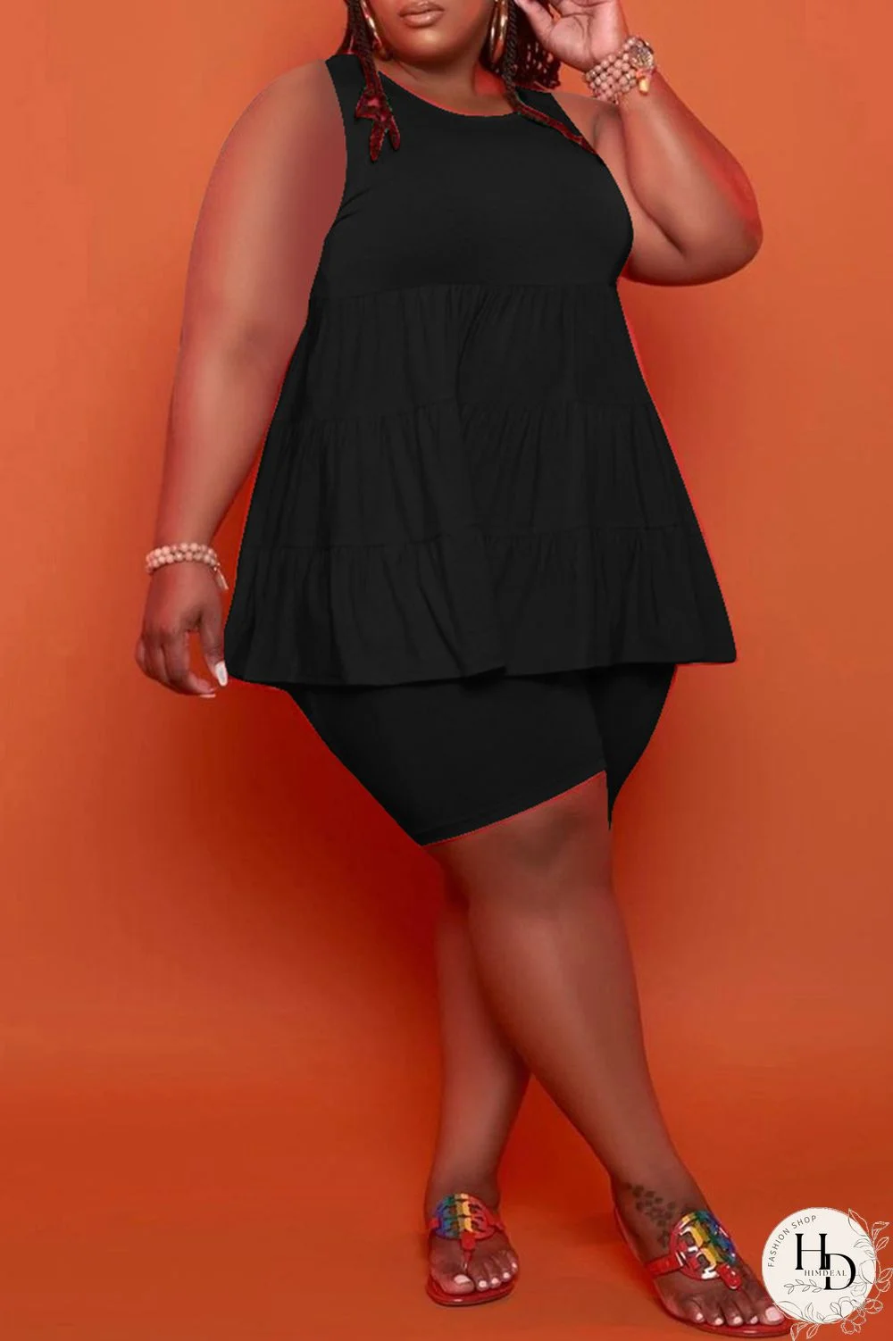 Yellow Fashion Casual Solid Basic O Neck Plus Size Two Pieces