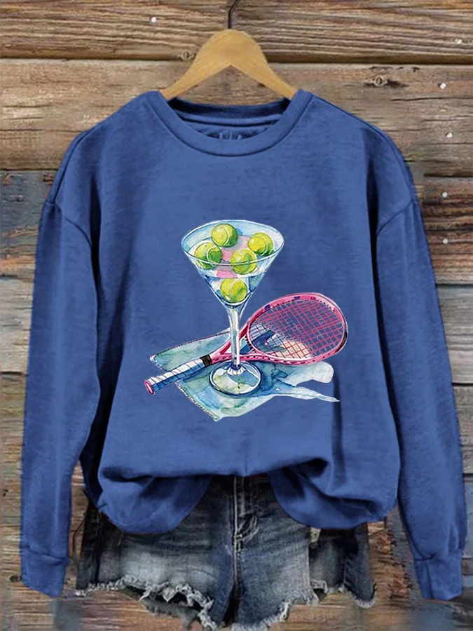 Women's Funny Tennis Tennis Lover Print Sweatshirt socialshop