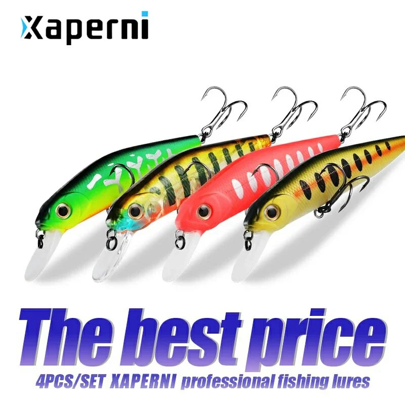 Xaperni Hot sales 4pcs/set 78mm 11g dive 1.3-1.7m SP Tungsten system fishing lures minnow crank wobbler quality fishing tackle