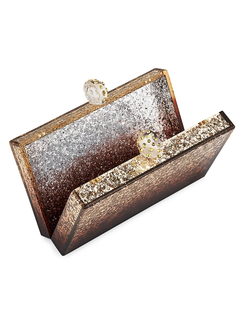 Aquazzura Tequila Crystal-Embellished Glitter Clutch