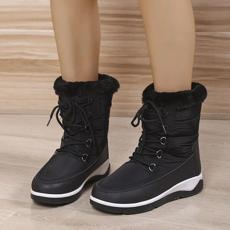 Qengg Women Boots Waterproof Winter Shoes Women Snow Boots Platform Keep Warm Ankle Winter Boots with Thick Fur Heels Botas Mujer 2022