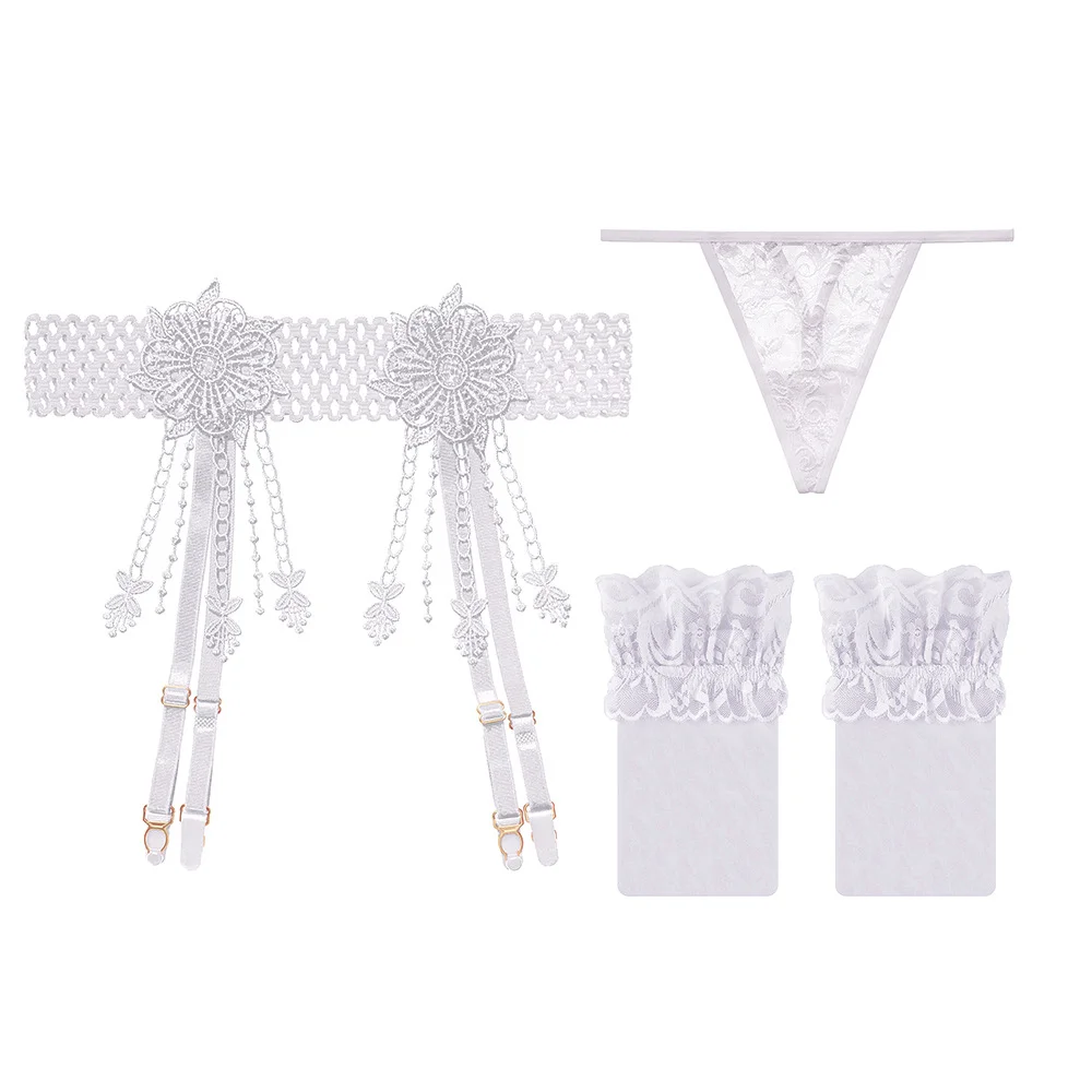 Nigikala Nigikala Silk Sexy Lace Garter Stockings 4 Claw Metal Buckle Tuxedo Seduced Long-Carpet Garter Garter 2068