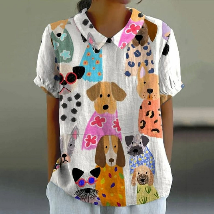 Women'S Dog Print Casual Top