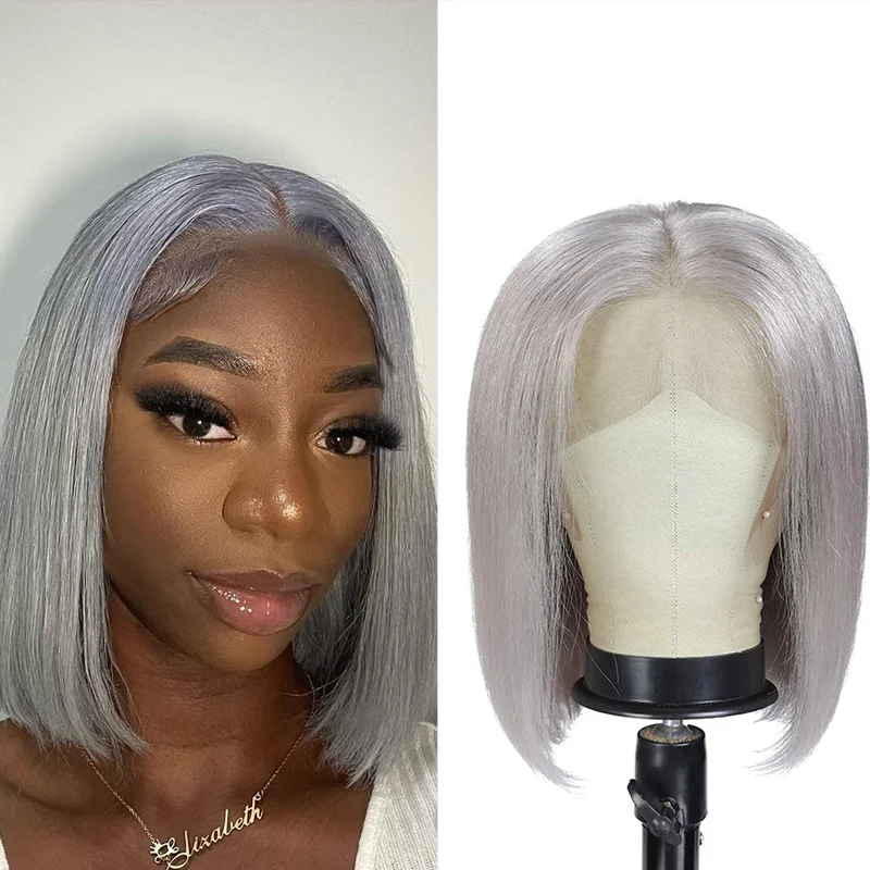 Jewtribute Hair®|Grey Short Bob  Hair Wig Lace Wig Straight