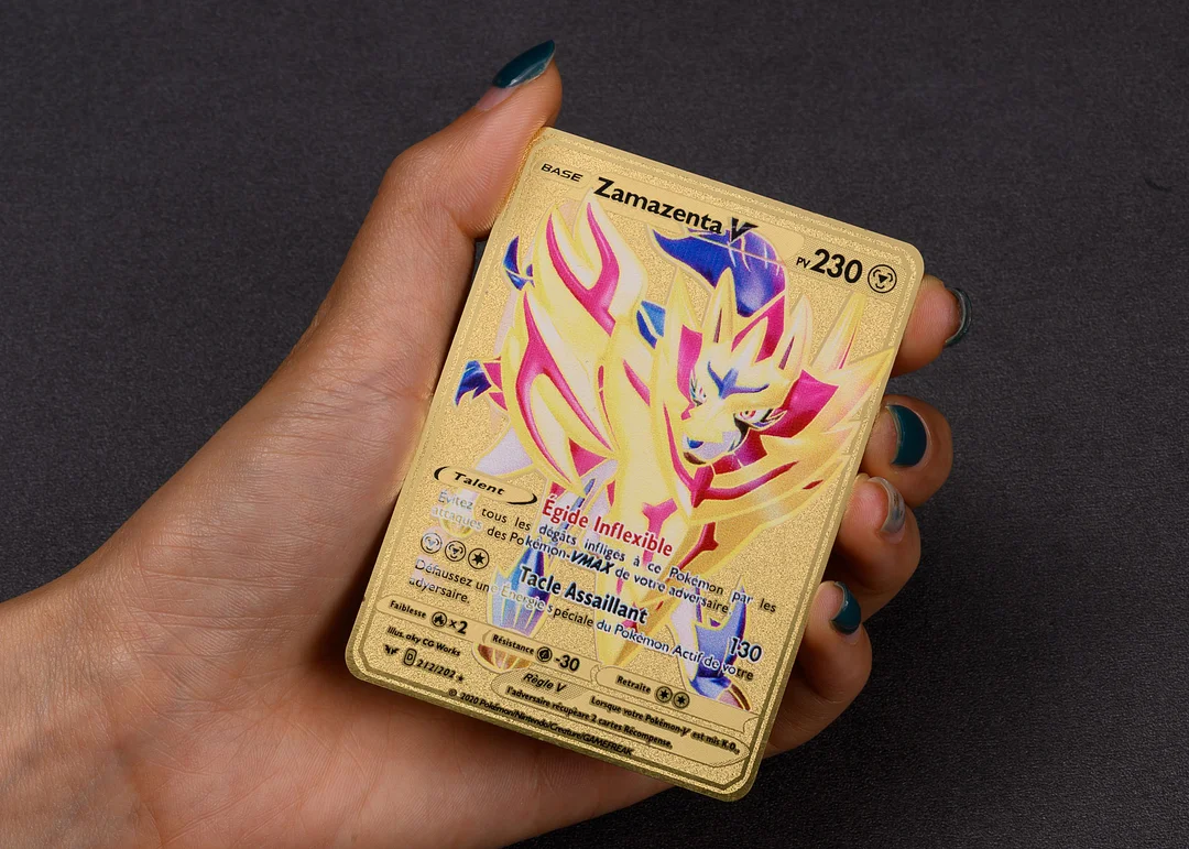 Zamazenta Gold Metal Pokemon Card 