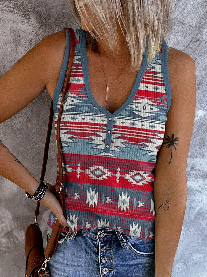 Vintage Western Print Vest