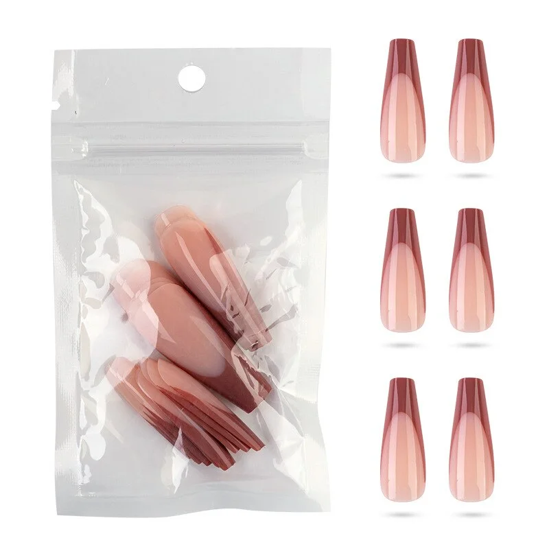 20pcs French Coffin Ballet Fake Nails UV Detachable Solid Color Nail Tip Extension Manicure Press On Fake False Nails Decoration