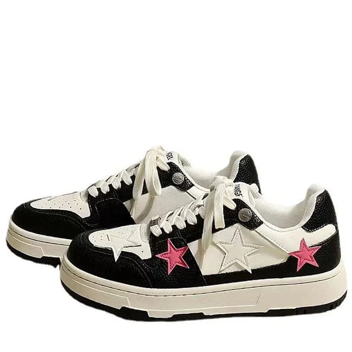Pink Star Sneakers in Black