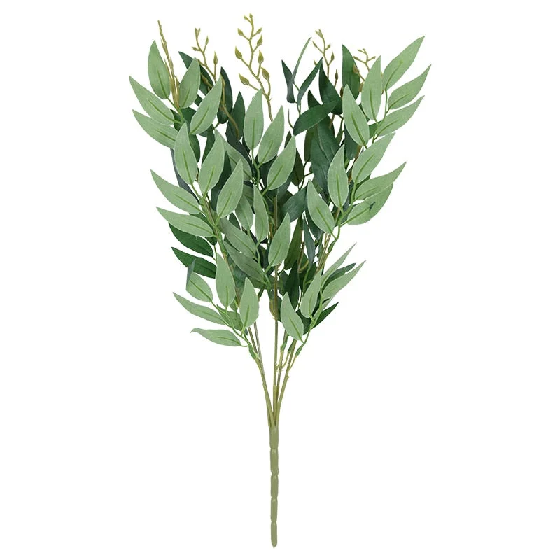 Silk Artificial Willow Bouquet Fake Green Leaves for Wedding Home Garden Vase Decoration Jungle Party DIY Plants Wreath