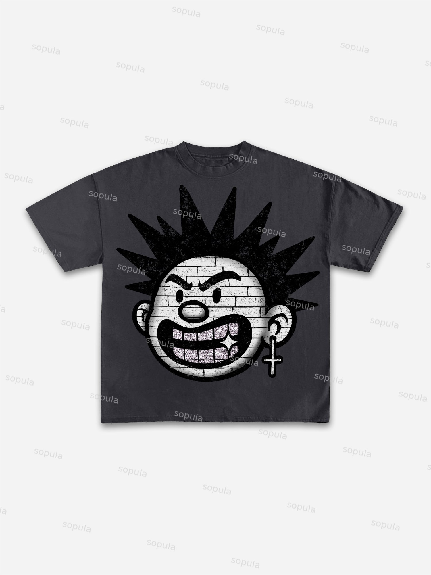 Explosive Hairstyles Vintage Cartoon Big Head Graphic Cotton T-shirt