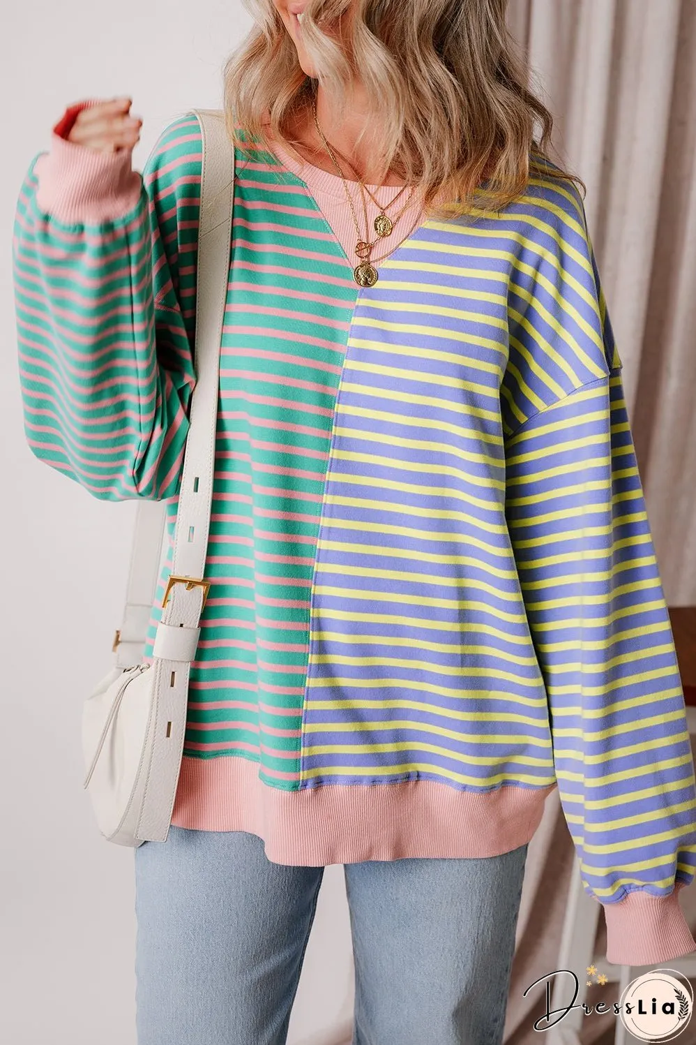 Casual Stripe Oversize Sweatshirt
