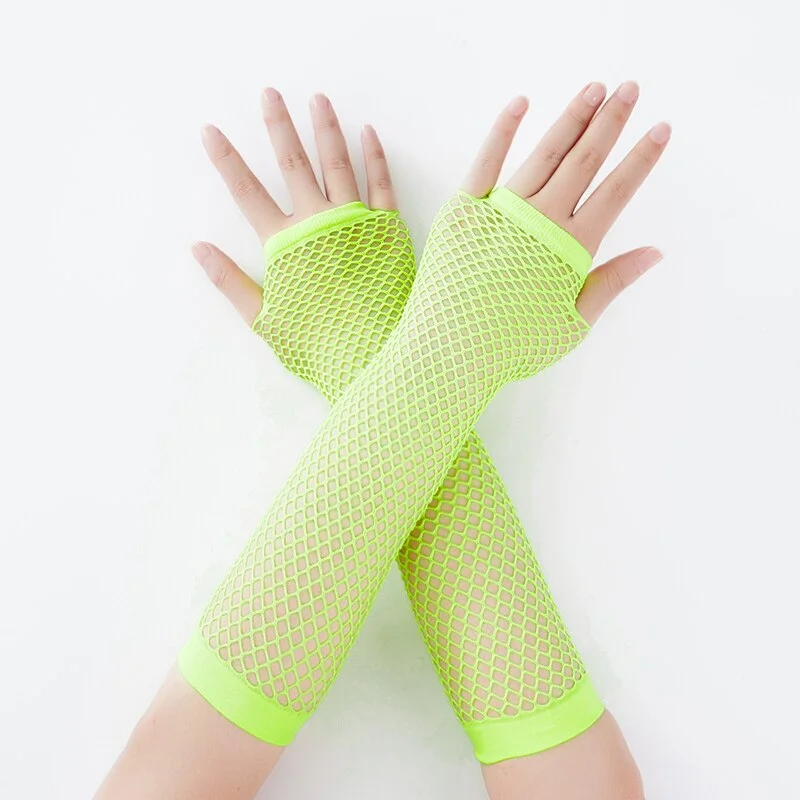 New Fashion Neon Fishnet Fingerless Long Gloves Leg Arm Cuff Party Wear Fancy Dress for Womens Sexy Beautiful Arm 2021