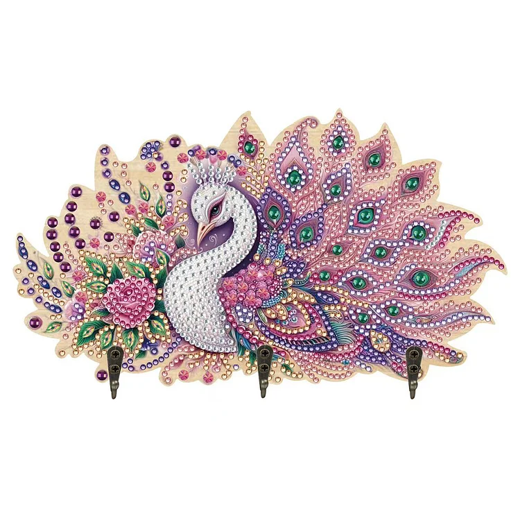 Wooden Animal Diamond Art Craft Wall Hooks A Row of 3 Hooks for Beginners Adults gbfke