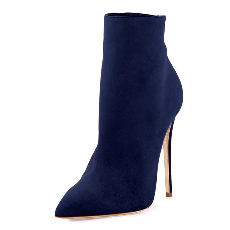 Onlymaker Women's Shoes Pointed Toe 10CM Thin High Heel Ankel Booties Side Zipper Red Blue Big Size boots