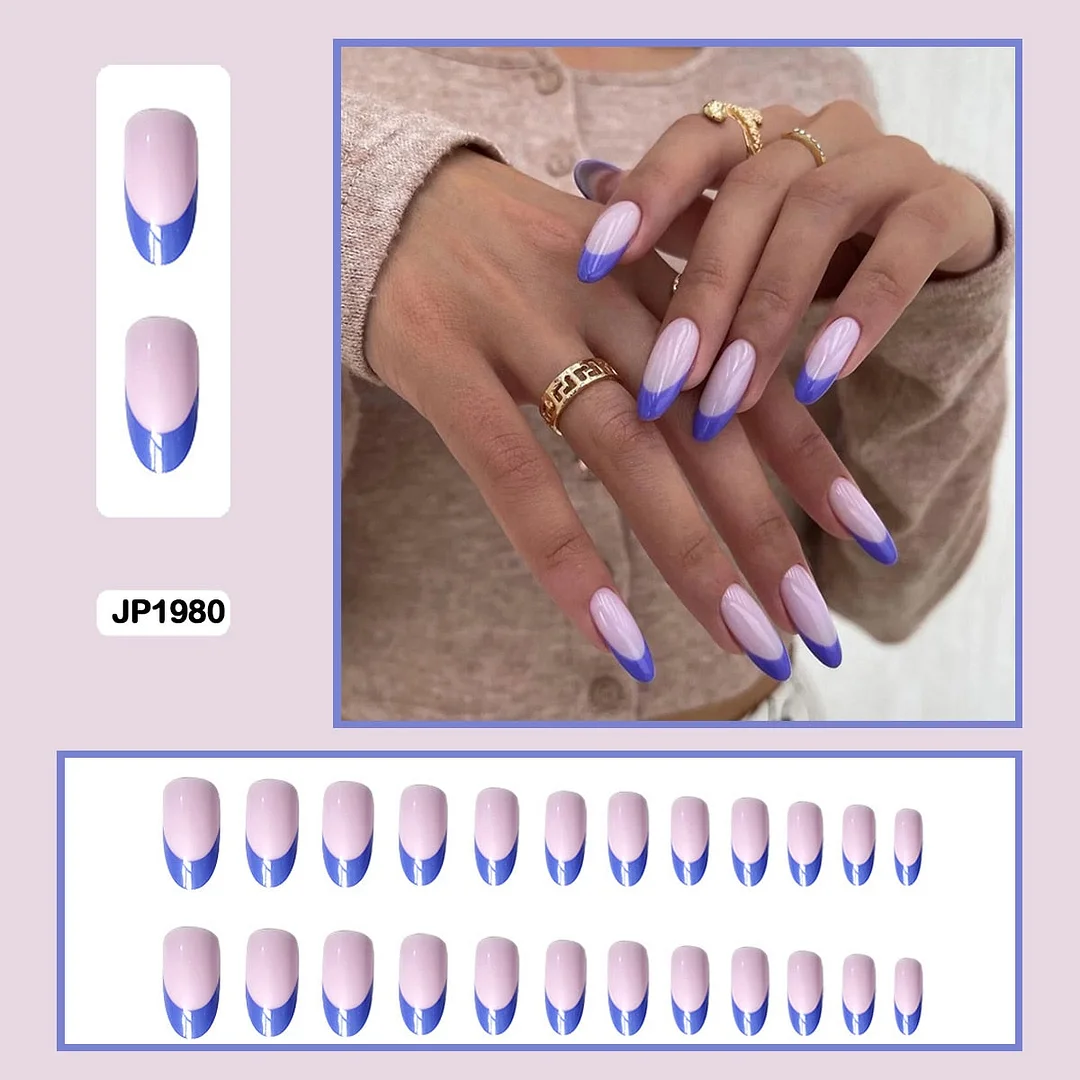French Mordern stylish Elegant Gold Sliver Edge Line Wearable False Nails-Nail Inspo