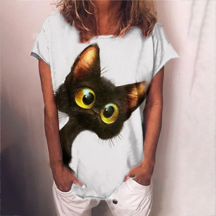 Animal Print Short Sleeves Casual T-Shirt