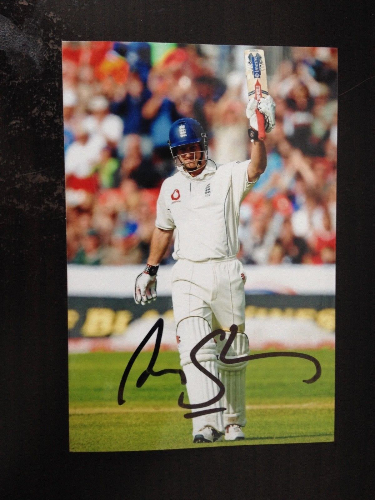 ANDREW STRAUSS - FORMER ENGLAND CRICKETER - SIGNED COLOUR Photo Poster painting