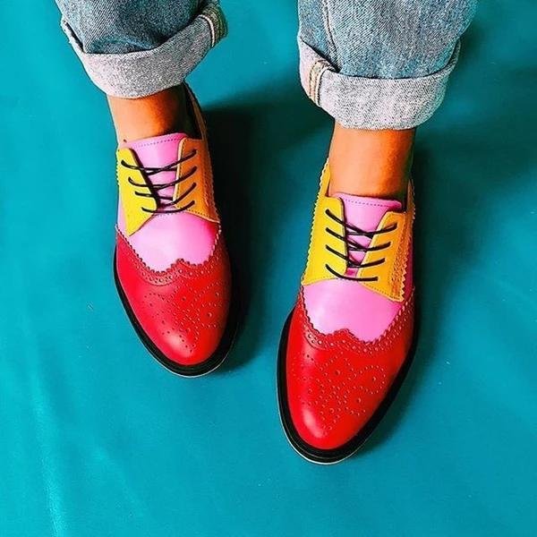 Fashion Luxury Lace Up England Casual Flats Shoes -loafers