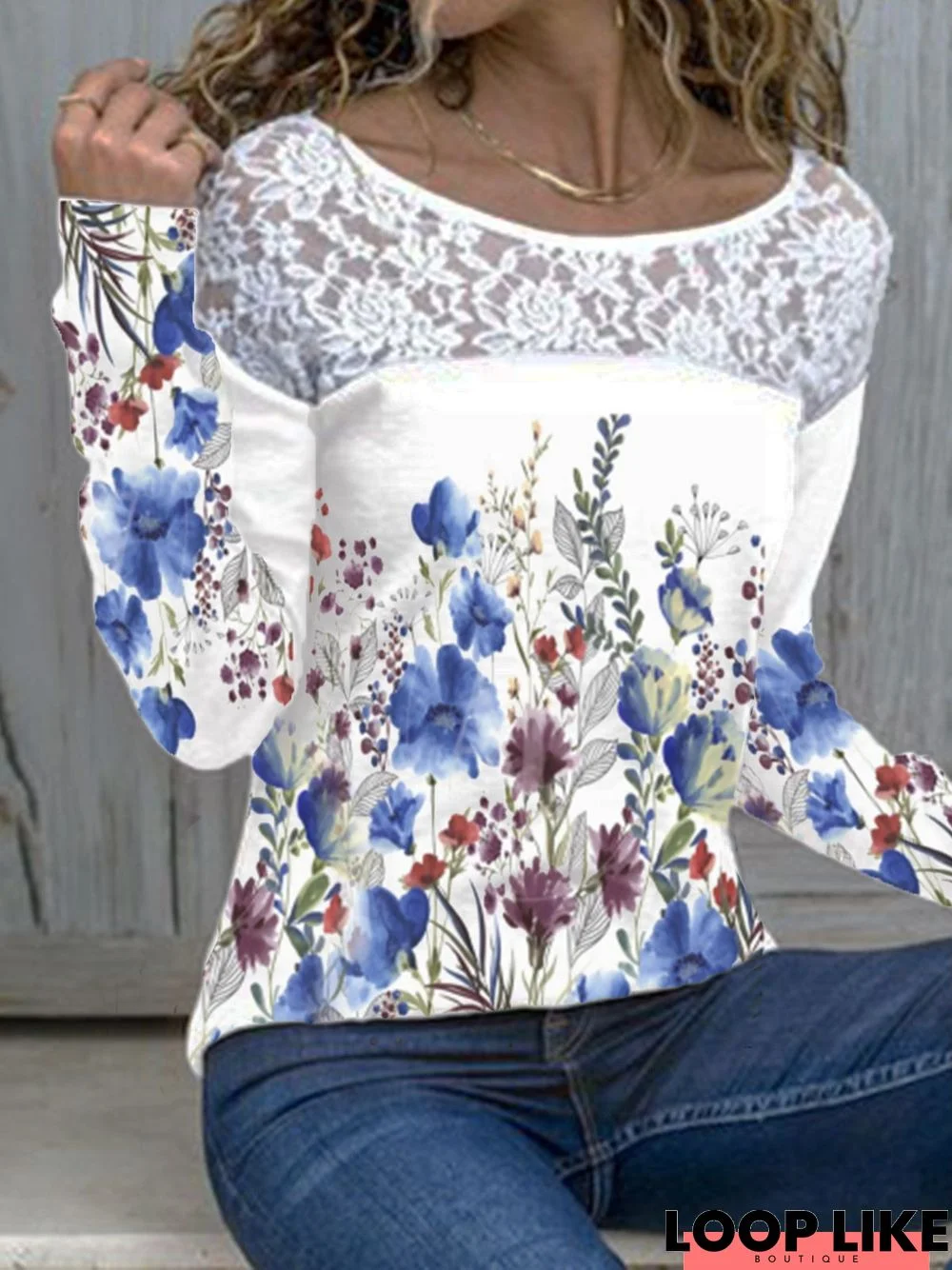 Pastoral Floral Long Sleeve Floral-Print T-shirt