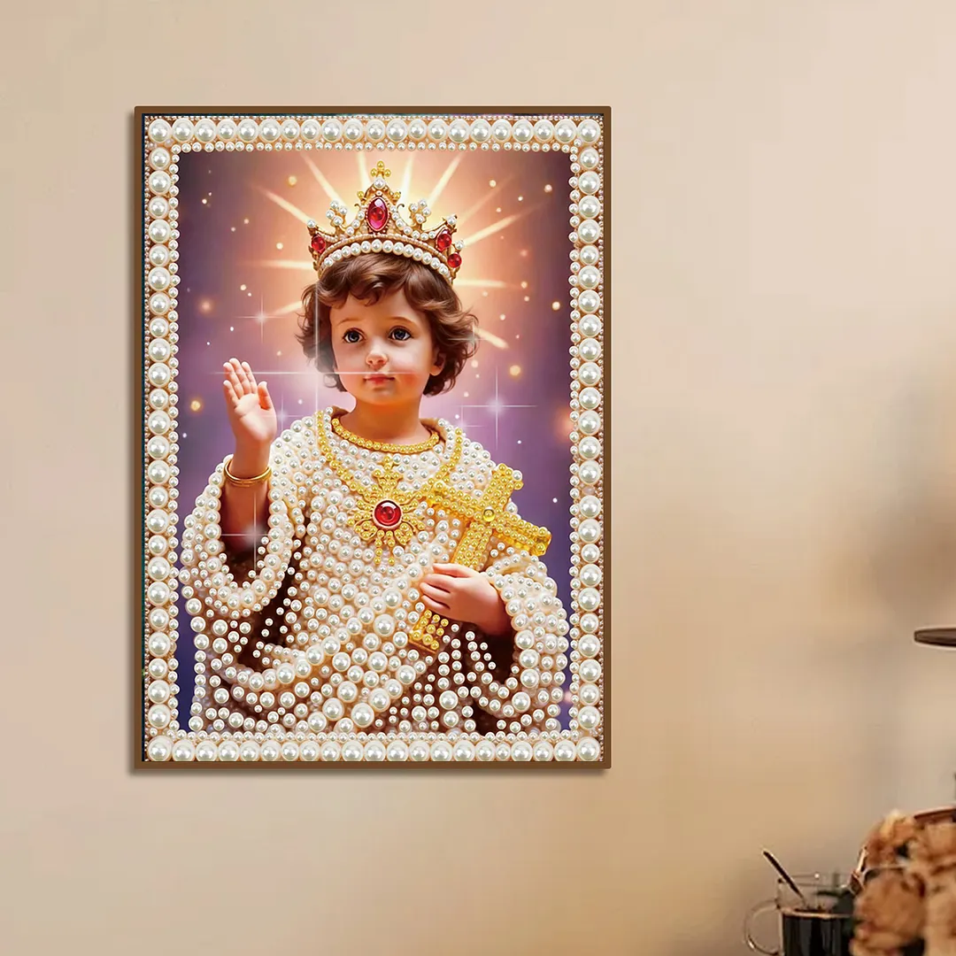 Jesus Special Shaped DIY Partial Drill Pearl Diamonds Painting for Adults Beginners Home Decor Pearl Gem Paintings Picture Arts Craft 11.81x15.75In
