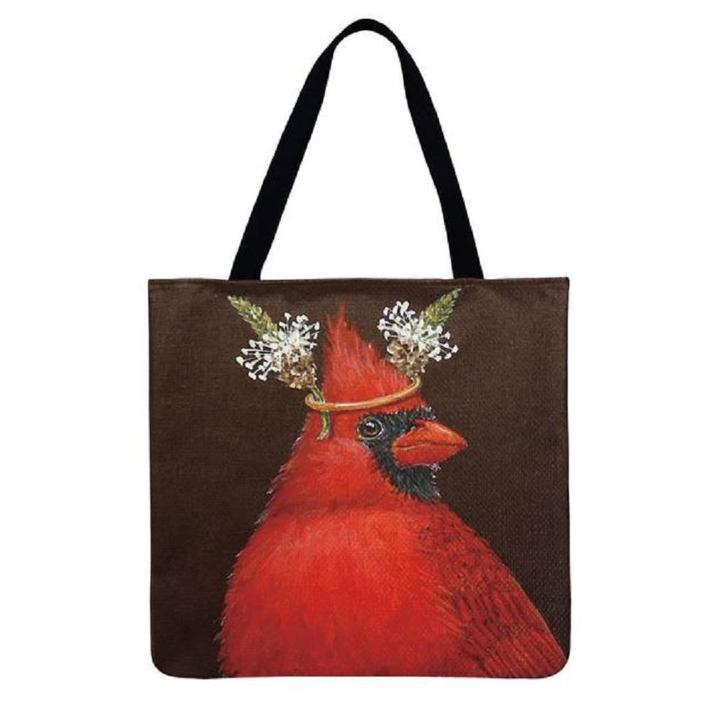Linen Tote Bag-Bird wreath