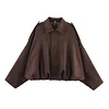 Women's Trendy Drop Shoulder Buckle Waist-Tightening Bomber Jacket Coat