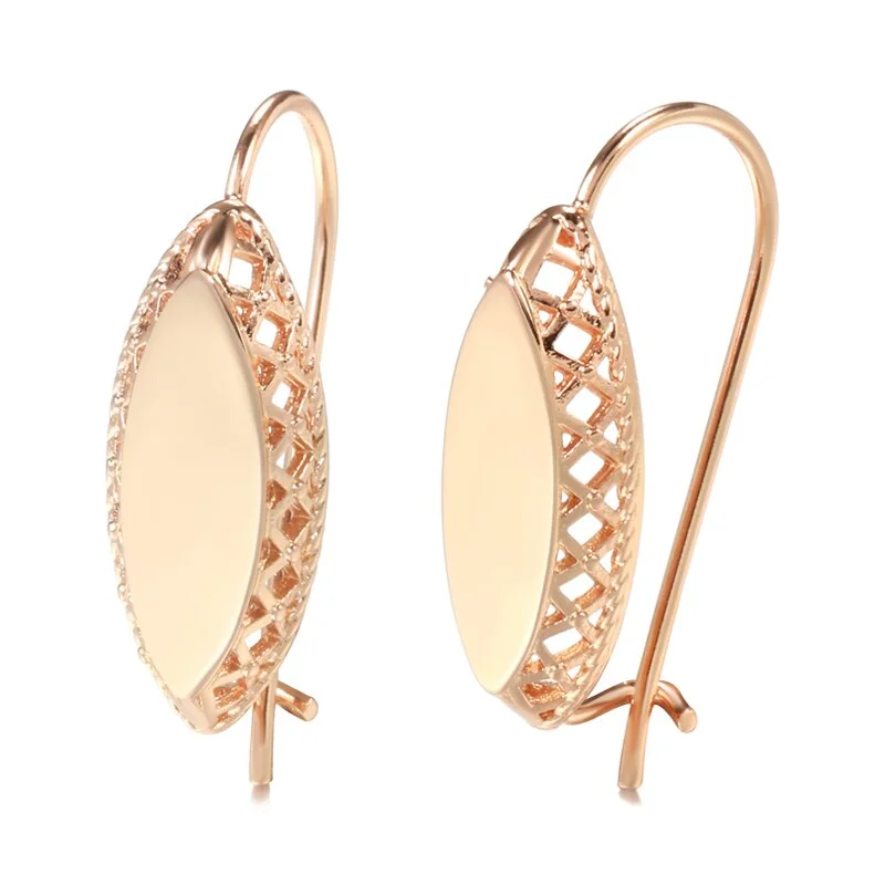Fashion trend Rose Gold Color Shiny Drop Earrings For Women Rhombus Shape Earrings Ethnic Wedding Jewelry
