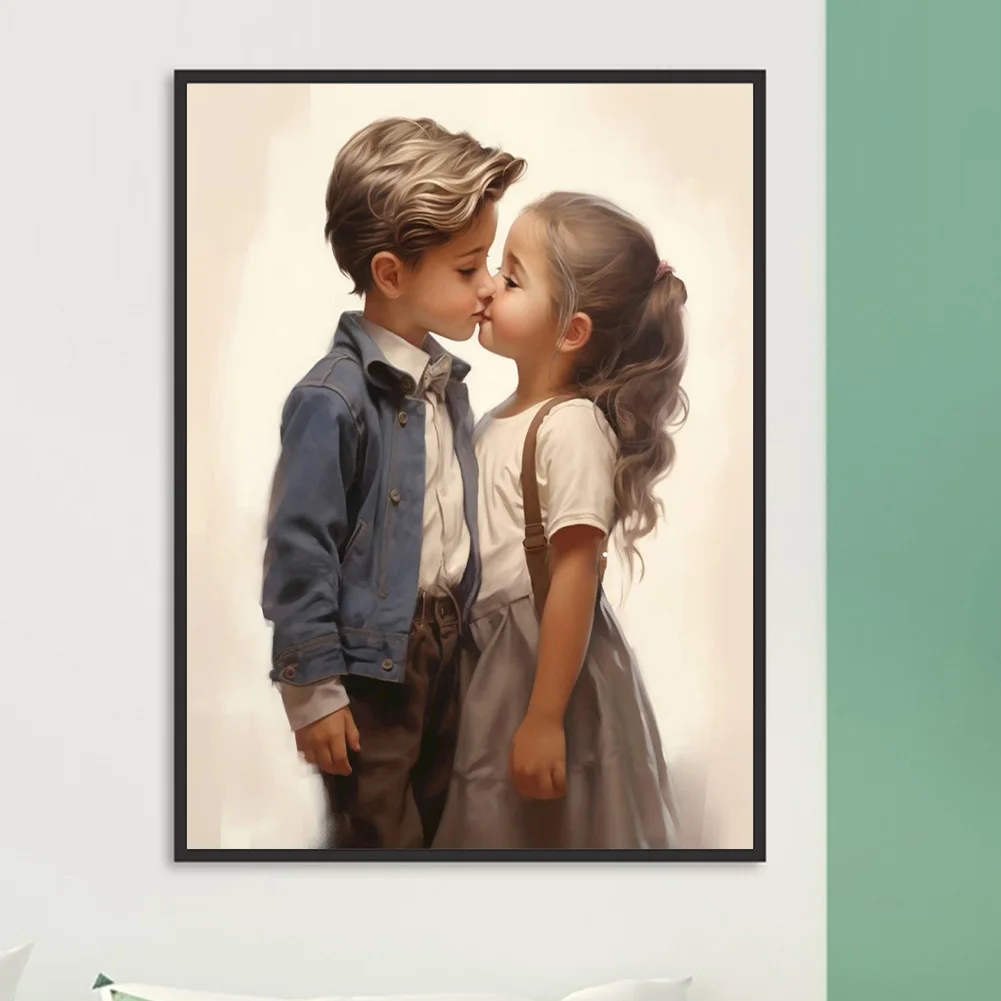 Diamond Painting - Full Round Drill - Kid Sweet Couple(Canvas|30*40cm)