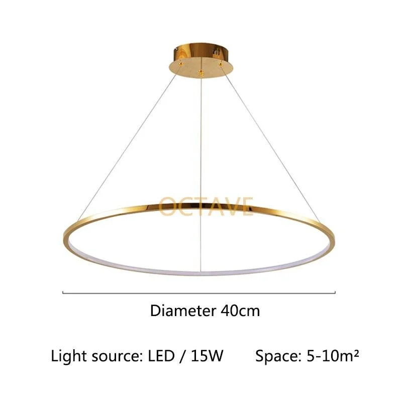 LED Chandelier Lighting Stainless Steel Dining Living Room Simple Hanging Lamp Modern Staircase Round Bedroom Home Gold Fixtures