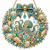 (Ocean Animanls Wreath)DIY Diamond Painting Acrylic Hanging Ornament, Double-Sided Printed Door Decoration,Pearl & Special Shaped Drill Art Home Decor