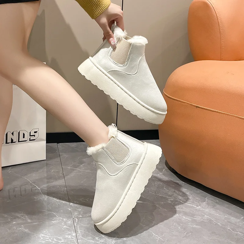 Breakj Breakj Autumn And Winter New Women's Thick Snow Boots Cotton Shoes Warm Plus Velvet Round Head Jacket Cotton Boots 43