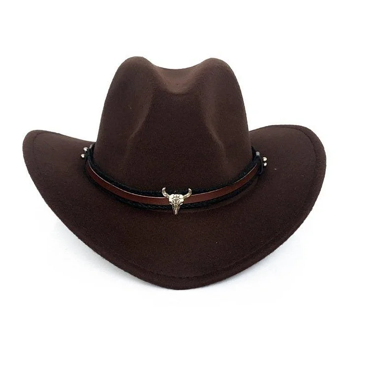 Metal cow head logo western cowboy hat