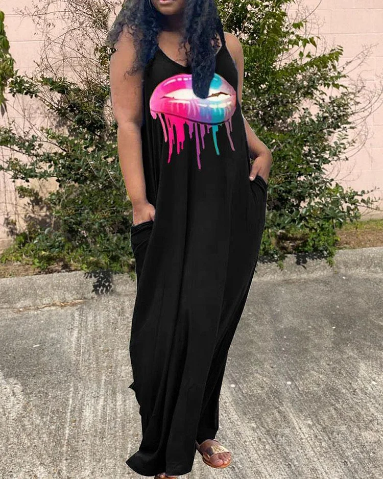 Casual Loose Sleeveless V-neck Dress