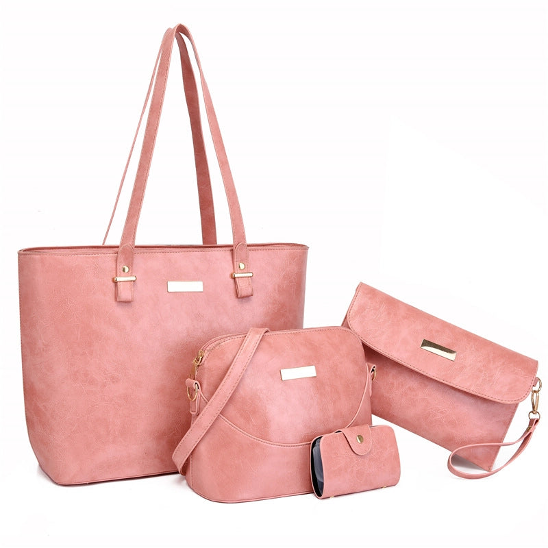 Women’s Bag New Fashion Simple Four Piece Set Mother Bag Large Capacity Portable Shoulder Messenger Bag