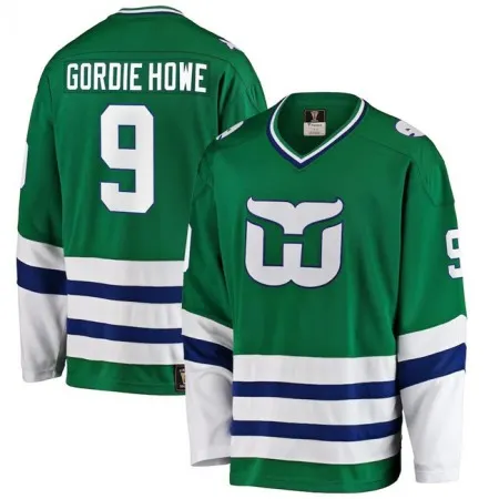 Men's Carolina Hurricanes Hartford Whalers #9 Gordie Howe Green Stitched Jersey S690