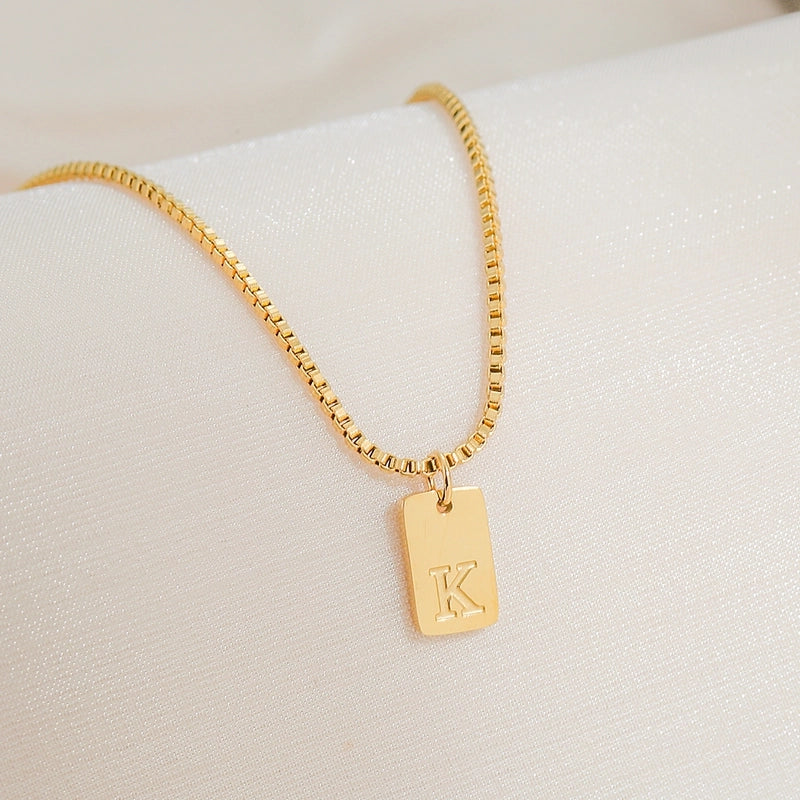 Minimalist Letter 304 Stainless Steel 18K Gold Plated Pendant Necklace