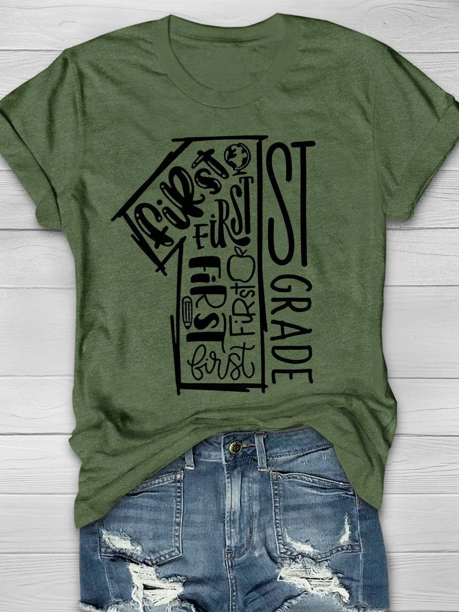 1st Grade Teacher Print Short Sleeve T-shirt
