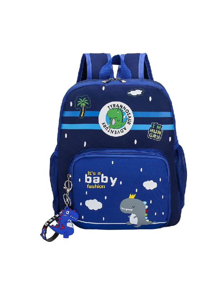 Children Backpack Cute Print Cartoon Dinosaur Boys Girls Schoolbag (Blue)