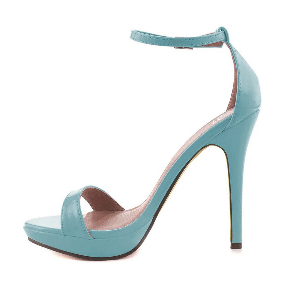 Women's Sky Blue Open Toe Ankle Strap Platform Stiletto Heeled Sandals