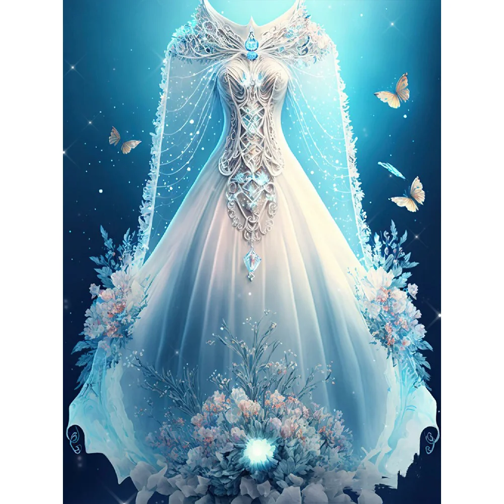 Oliver Gal Floral Fragrance Gown Floral Fragrance Gown Blue, Flower Bloom  Dress On Canvas Painting | Wayfair