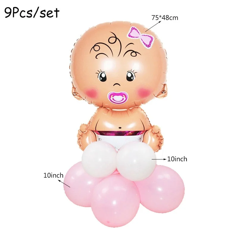 1Set Baby Shower Decoration Party Tableware Kid Birthday Paper Plate Cup Tablecloth Baby Shower Gender Reveal Party Supplies