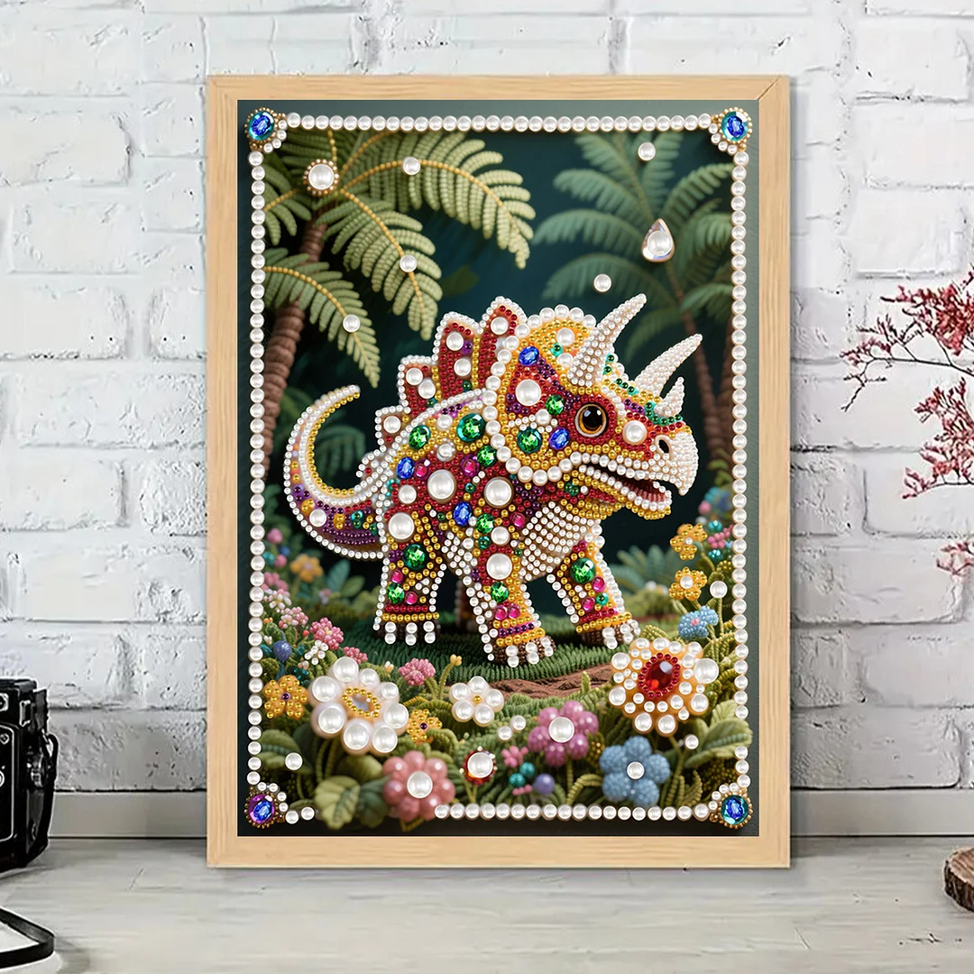 Rhinoceros Special Shaped 5D DIY Partial Drill Pearl Gem Diamond Art Painting Kit for Adults Beginners Home Decor Art Craft Pearl Diamond Painting 30x40cm