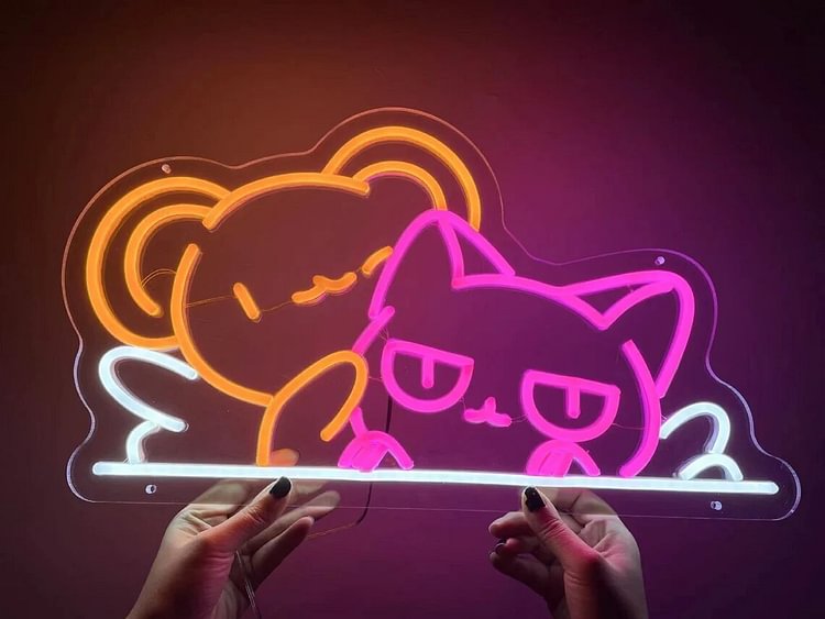 Anime Neon Sign Sakura01 Magical01 Girl Transparent Magical01 Cats Decor Led Sign for Home Teenagers Kids Bedroom Neon Lights