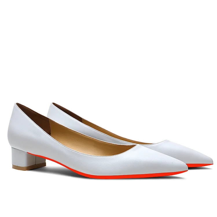 3 cm/1.2 inch low heel thick heel red bottom high heels pointed toe solid color matte high heels VOCOSI VOCOSI