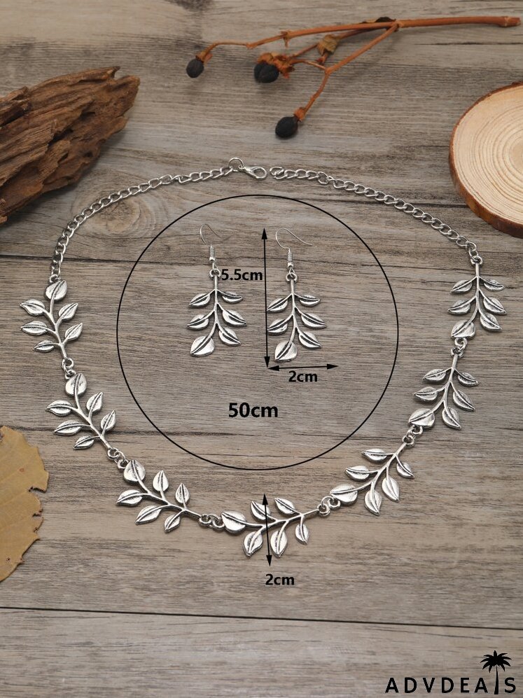 3pcs Leaf Decor Jewelry Set